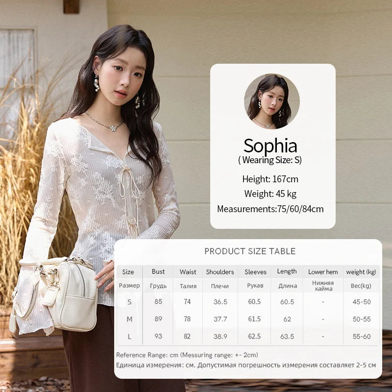 MISHOW White Shirt Women 2025 Autumn New French Romantic Sexy Slim Flared Sleeves Top Commute Luxury Lace Shirt MXE49X2511