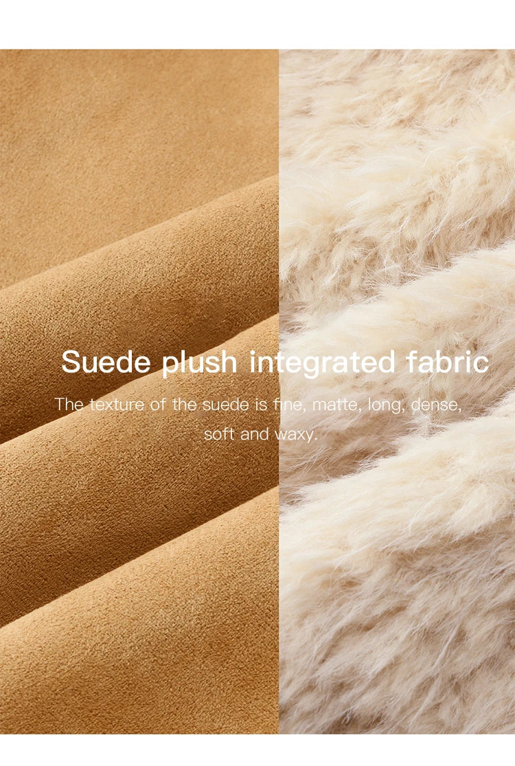 MISHOW Women Winter Jacket 2025 Fashion Suede Lambskin Fleece Coat Commute Windproof Retro Double-breasted Warm Coat MXE86W0907