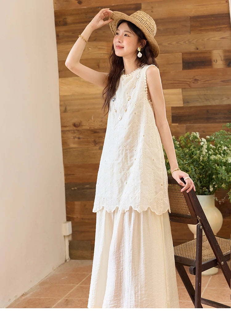 Mishow French Embroidery Fake Two-Piece Vest Dress MXE34L2311