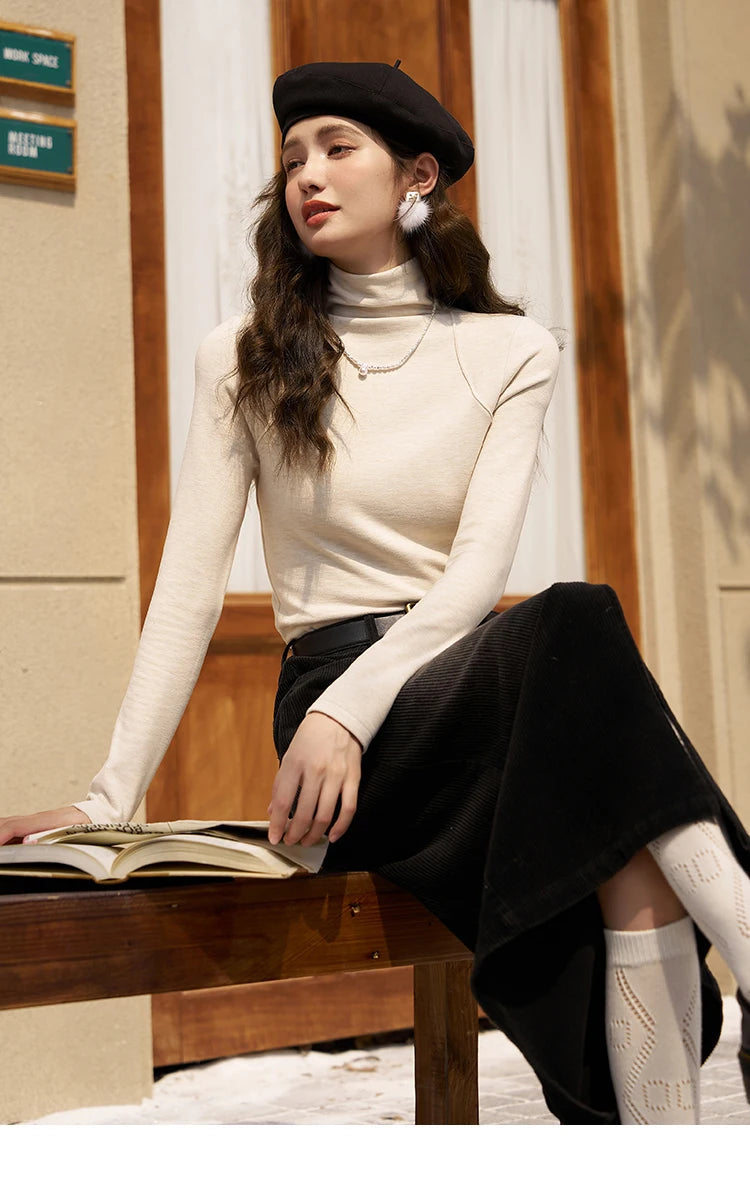 MISHOW Mock Neck Bottoming Shirt Long Sleeve Inner Tops for Women 2023 Autumn Winter New Fashion Warm Slim T-shirt MXC58Z0290