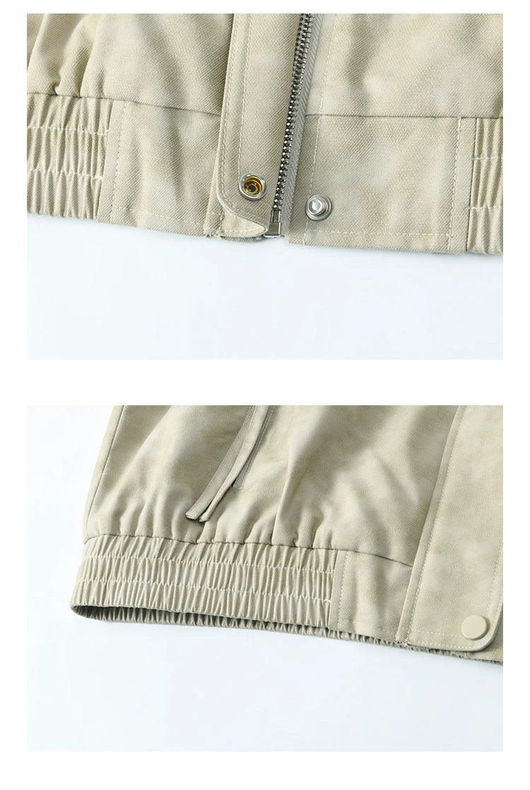 MISHOW Minimalist Short Jacket for Women Spring 2025 Casual Lapel Jacket Zipper Elastic Hem Solid Coats Streetwear MXE13W0715