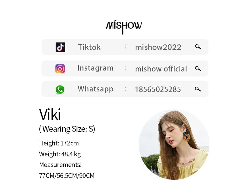 MISHOW 100 Cotton Bohemian Dress 2024 Summer French Elegant Elastic Round Neck Bubble Sleeve Long Dresses with Belt MXD26L1940