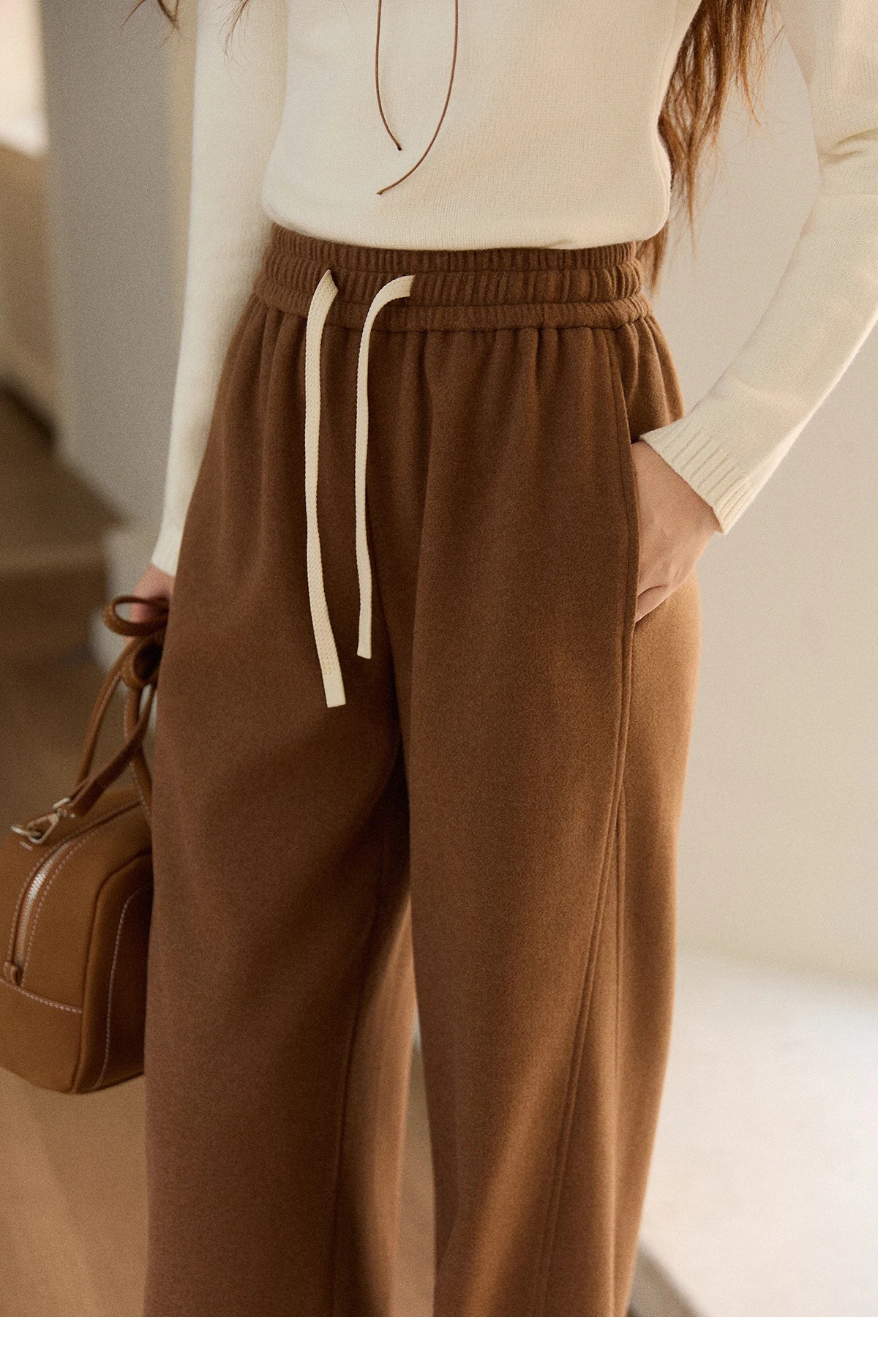 MISHOW Wide-leg Pants for Women 2025 Autumn Winter High Waist Straight Lace-up Loose Pants Retro Casual Slim Pants MXE89K1100