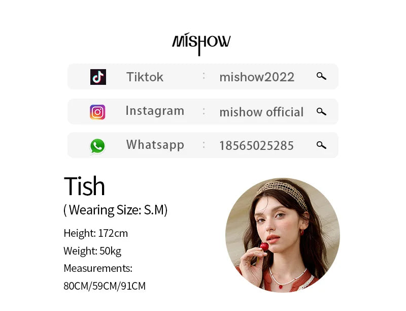 MISHOW French New Blouses Women Summer New 2025 Short Sleeve V-neck Color Matching Shirts Female Fashion Lazy Style MXE31X1766