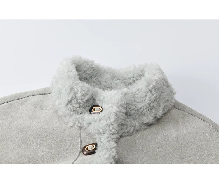 MISHOW Winter Jacket Women 2025 Elegant Luxury Suede Composite Fur Stand-up Collar Short Jacket Windproof Warm Coat MXE87W0941