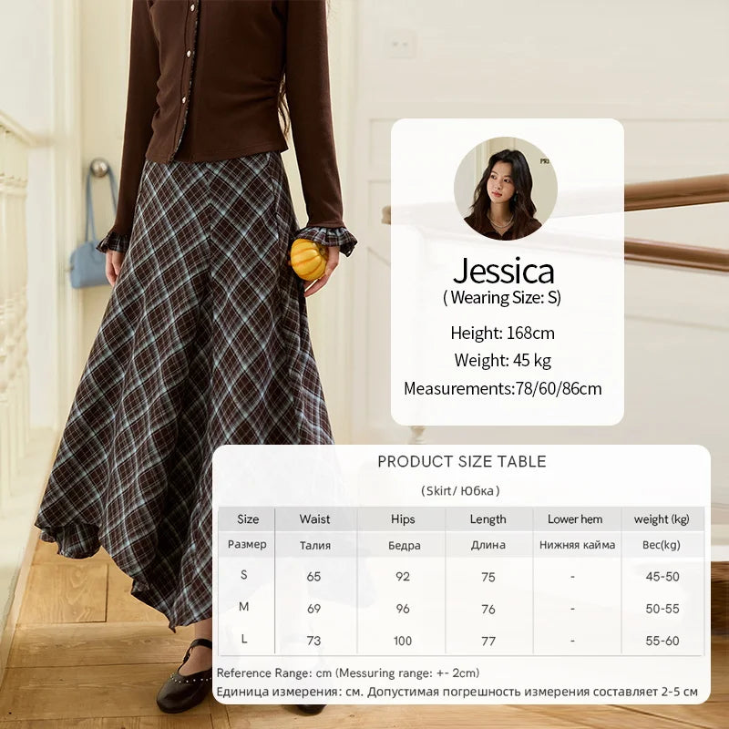 MISHOW Irregular Plaid Skirt 2025 Winter Retro Contrasting Skirt Female High Waist A-LINE Casual Skirts Office Lady MXE47B2436