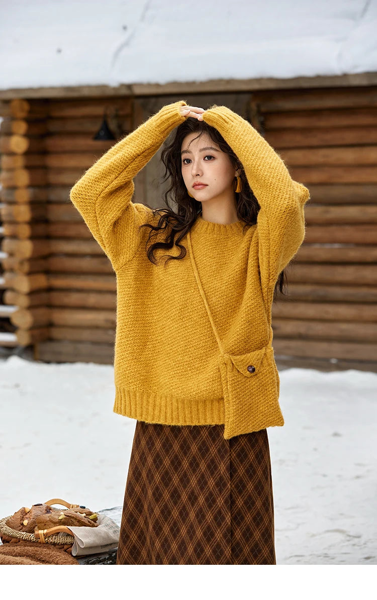 MISHOW Knitted Sweater Daily Leisure Versatile Pullovers Match Bag Oversized Sweater Women Soft Warm Office Lady MXD57Z1083