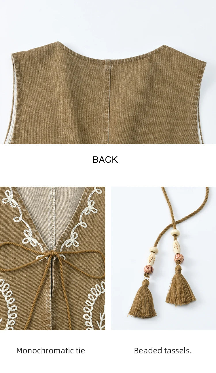 MISHOW Spring Elegant Vests Dress Separately Women 2025 Solid Long Puff Sleeve Midi Dresses Print Denim Vest Fashion MXE16L2197