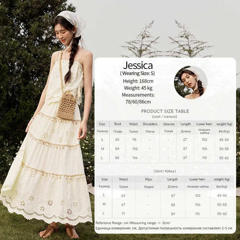 MISHOW Bohemian Summer Camisole Skirt Sets Women 2025 Sleeveless Embroidery Tops Long Skirts Female New Fashion MXE34T0568