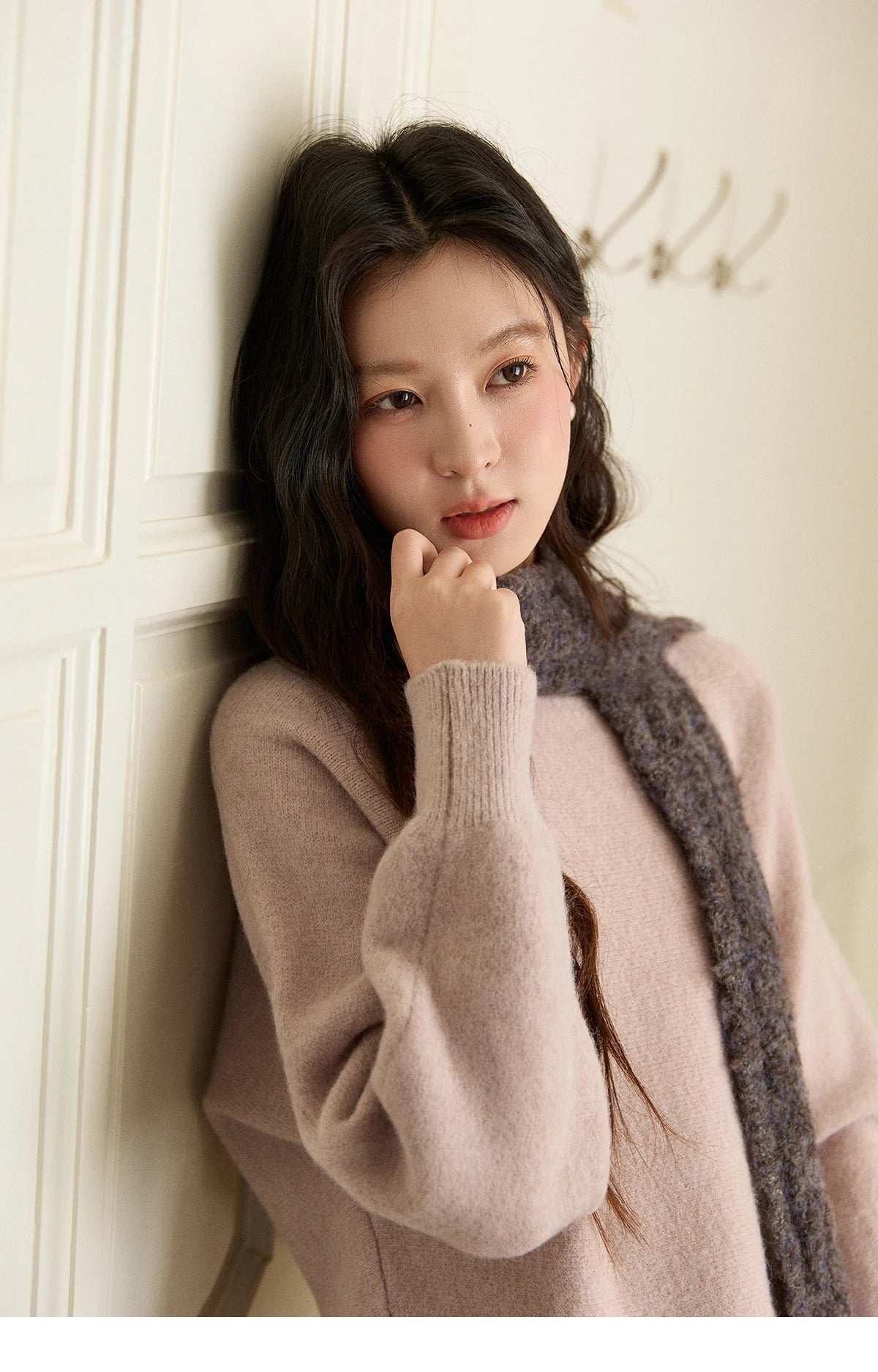 MISHOW Women's Solid Knitted Sweater 2025 Autumn Winter Boat Neck Lantern Sleeve Loose Sweater Soft Warm Pullover Top MXE94Z2984