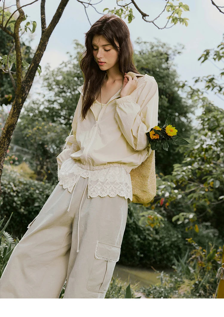 MISHOW Sunscreen Summer Coat Women New 2025 Long Sleeve Hooded Solid Lace Loose Cardigan Female Thin Breathable MXE33W0780