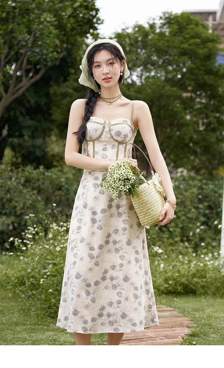 MISHOW Floral Camisole Skirt Separately Summer Adjustable Shoulder Straps Sleeveless Top Back Elastic Waist Skirts MXD14D0026