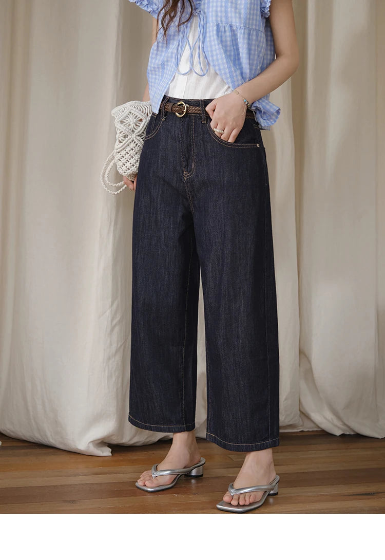 MISHOW Women's Straight Pants 2025 Summer Fashion High Waist Wide Leg Jeans Slim Zipper Pants Casual Female Clothing MXE37K0995