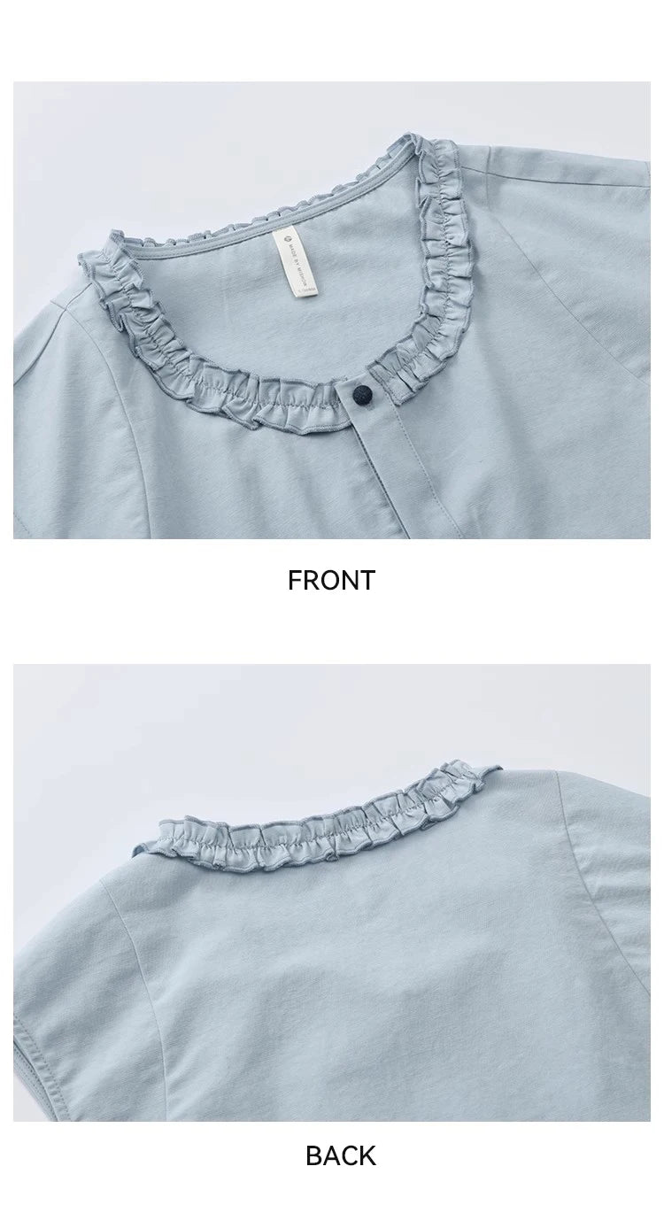 MISHOW Women's Casual Round Neck Shirt 2025 Summer New Office Lady Slim Shirt Sleeveless Button Top Female Clothing MXE38X1864