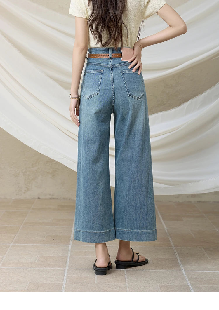 MISHOW Versatile Summer New Long Jeans Women 2025 Slimming High Waist Ankle-Length Wide Leg Pants Female Retro Thin MXE32K0919