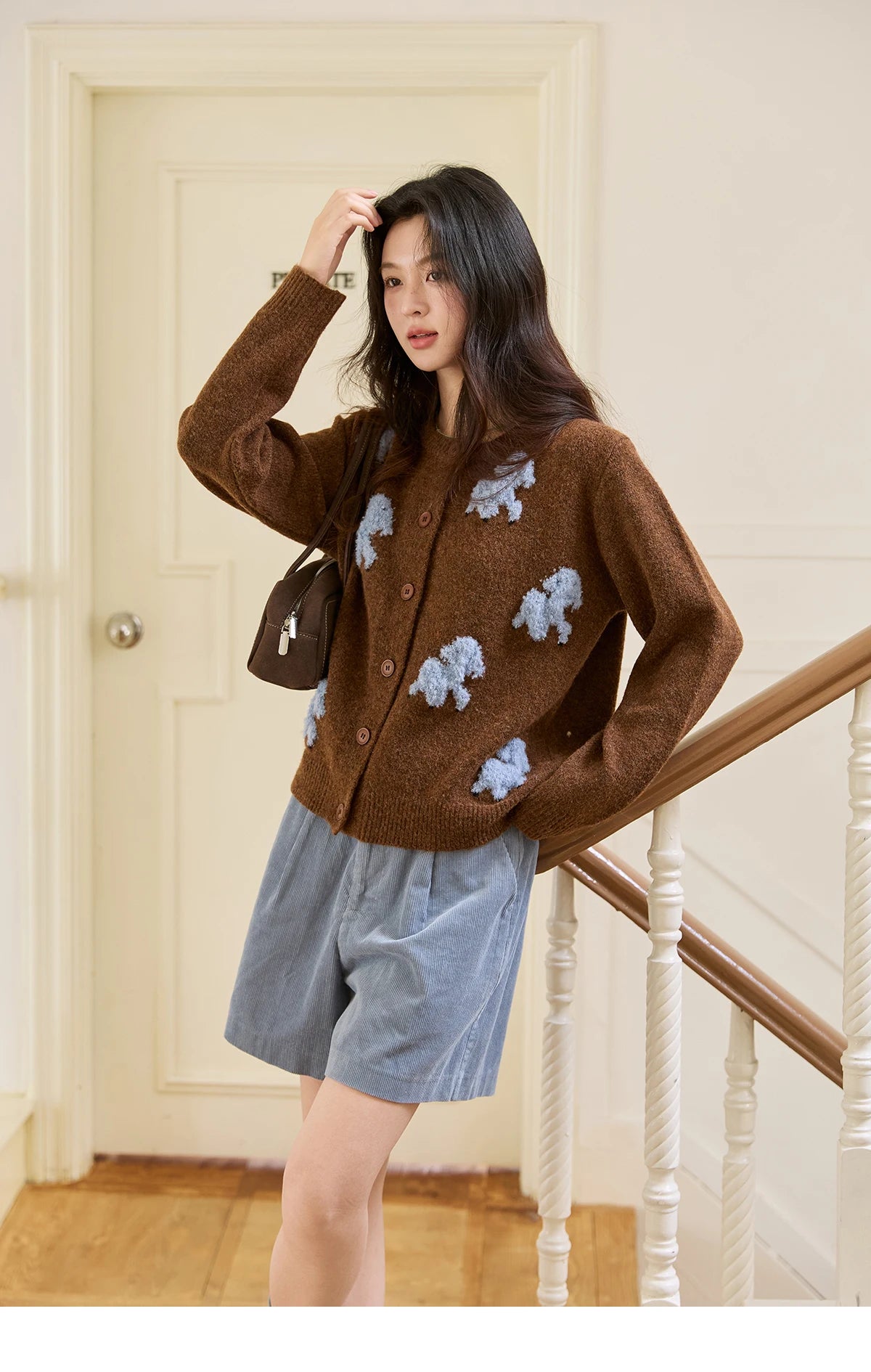 MISHOW Lamb Jacquard Knit Cardigan Women 2025 Autumn New Lambskin Round Neck Single-breasted Commuting Loose Sweater MXE48Z2571