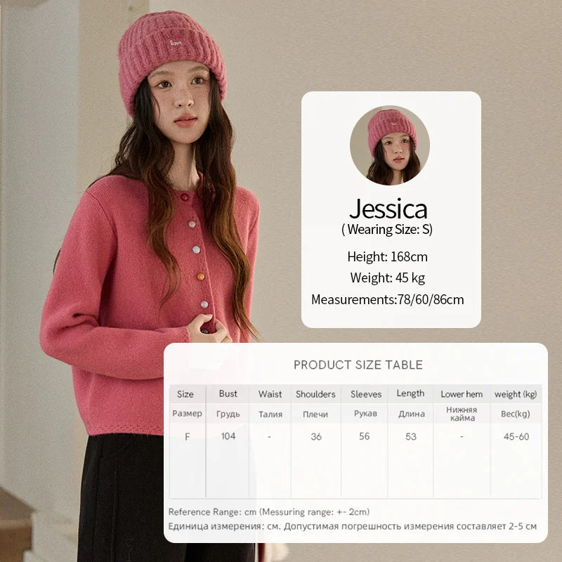 MISHOW Women's Cardigan 2025 Slim Fit Hollow Out Round Neck Rainbow Button Sweater French Style Solid Warm Knitwear MXE90Z2796