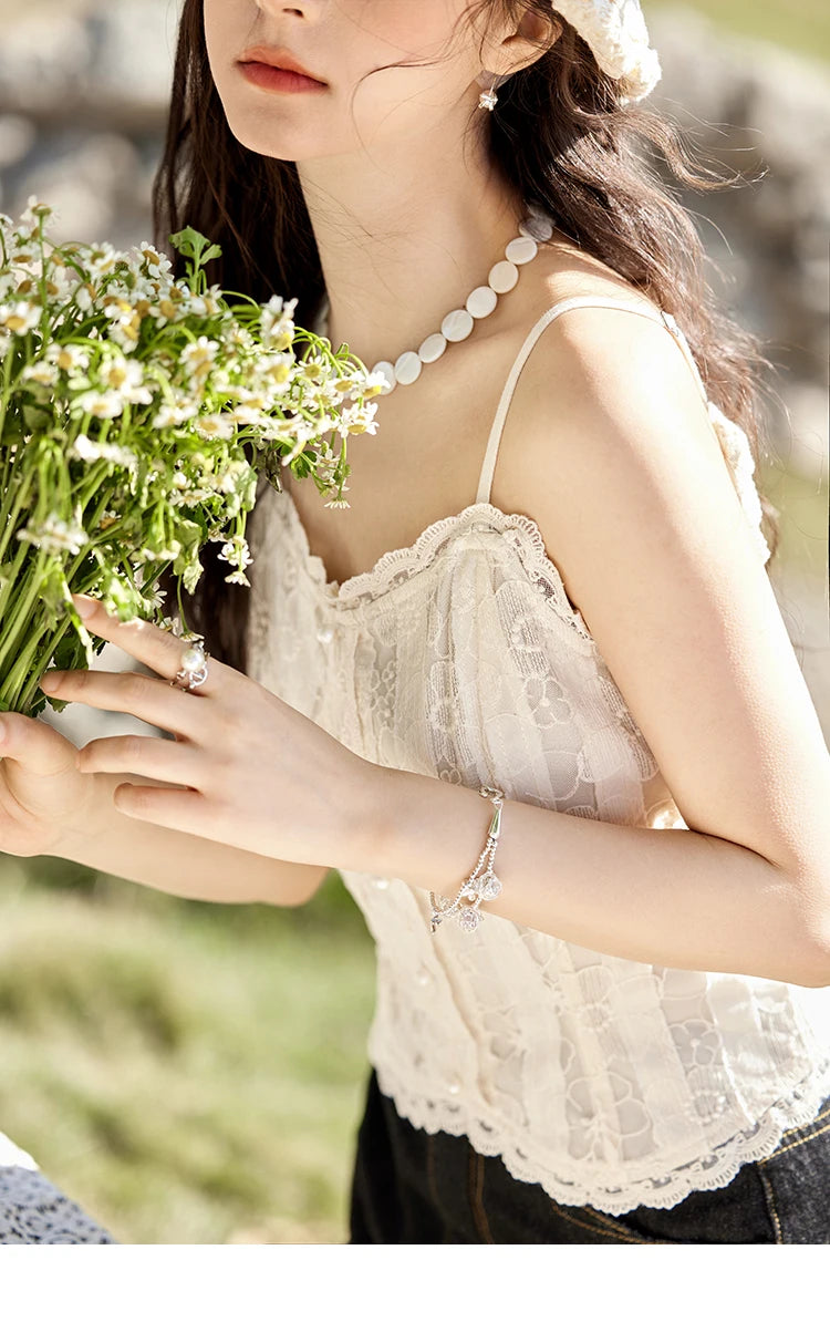 MISHOW Lace Embroidered Camisole for Women Spring 2025 Adjustable Shoulder Straps Slim Tank Top Sexy Sweet Camisole MXE13D0050