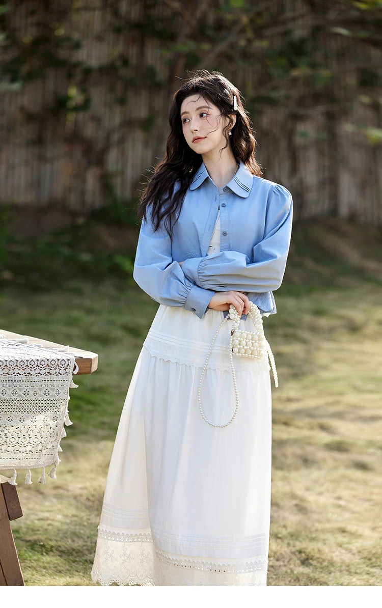 MISHOW French Retro Hollow Lace Skirt for Women Spring 2025 Elegnat 100 Cotton A-line Skirt High Waist Sweet Skirts MXE12B0643