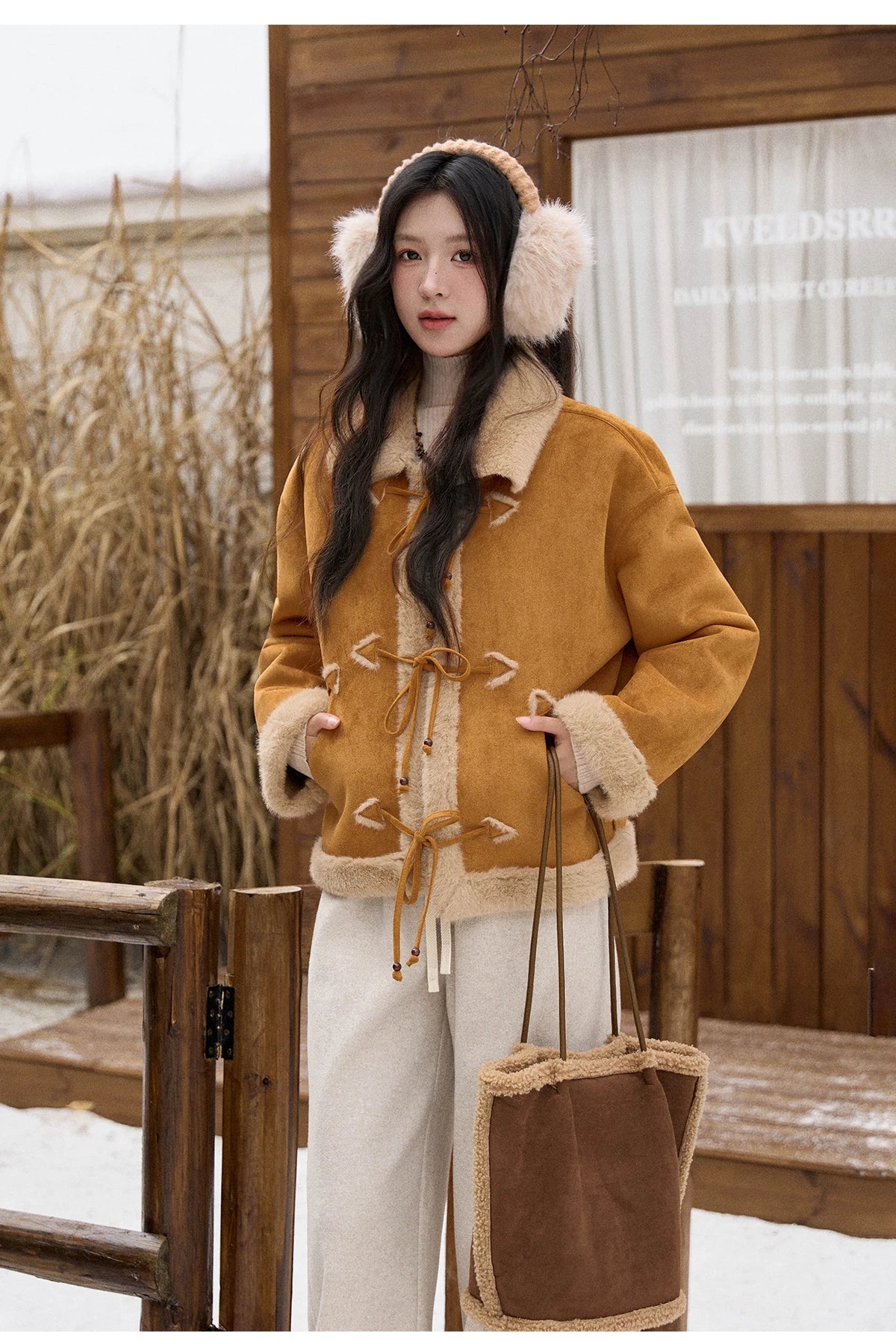 MISHOW Suede Imitation Mink Fur Coat Women Winter 2025 Retro Thick Plush Lace Up Coat Warm Lapel Jackets Office Lady MXE90W0921
