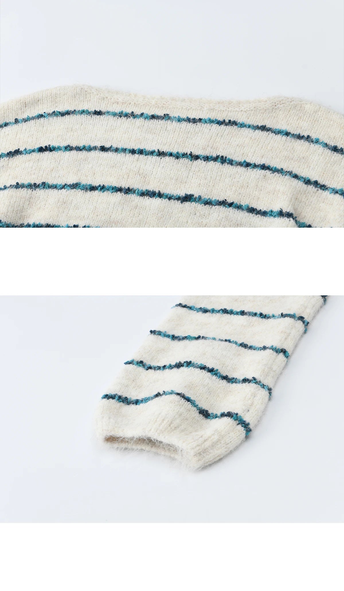 MISHOW Women's Blue Striped Sweater 2025 New Alpaca Wool Shawl Scarf Set Retro Loose Casual Knit Top Winter Clothes MXE90Z2821