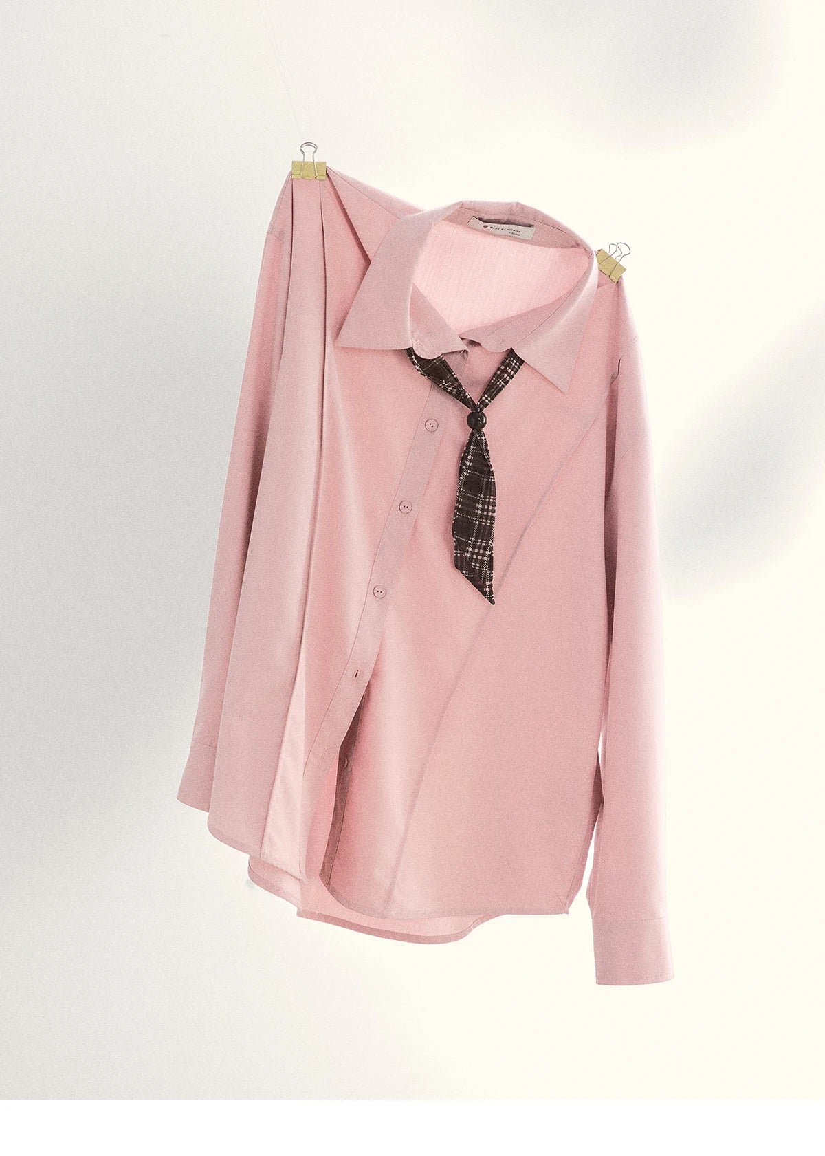 MISHOW Women's Casual Loose Shirt with Plaid Scarf 2026 Spring Lapel Tops Versatile Long Sleeve Shirts Office Lady MXF108C0815