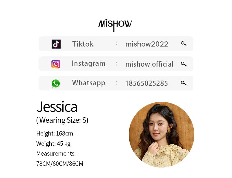 MISHOW Elegant Woman Pullovers 2025 Autumn Sweet Retro Yellow Polka Dot Knitted Top Lace Up Collar Slim Fit Tops MXE45Z1379