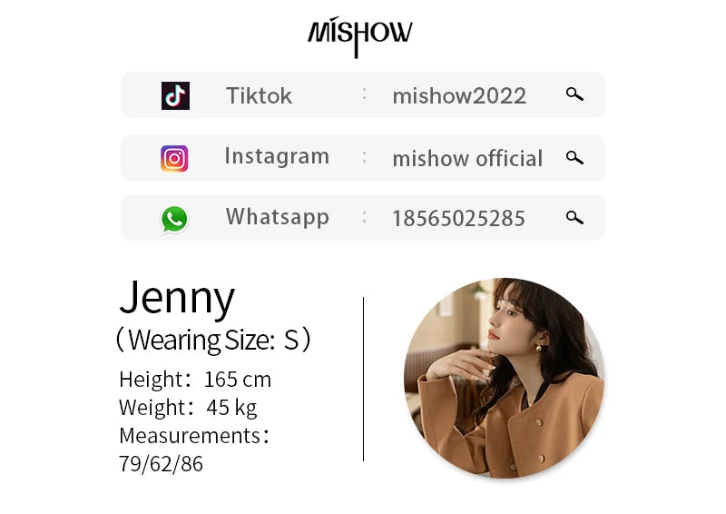 MISHOW Wool Coat Lace Splicing Lamb Wool Button Pockets MXB43W0720