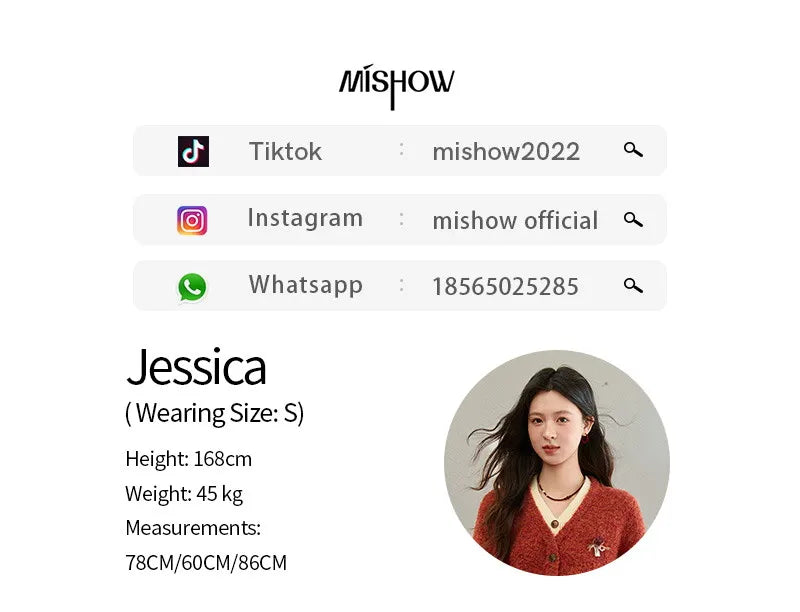 MISHOW Christmas Women’s Knitwear Cardigan Winter 2025 Faux Fur Tops V-neck Warm Sweater Fake Two Contrasting Sweater MXE91Z2777