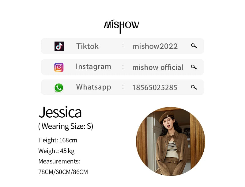 MISHOW Retro Suede Jacket Pleated Skirt Separately for Women 2024 Autumn Short Stand Neck Jacket A-line Short Skirt MXD44W0423