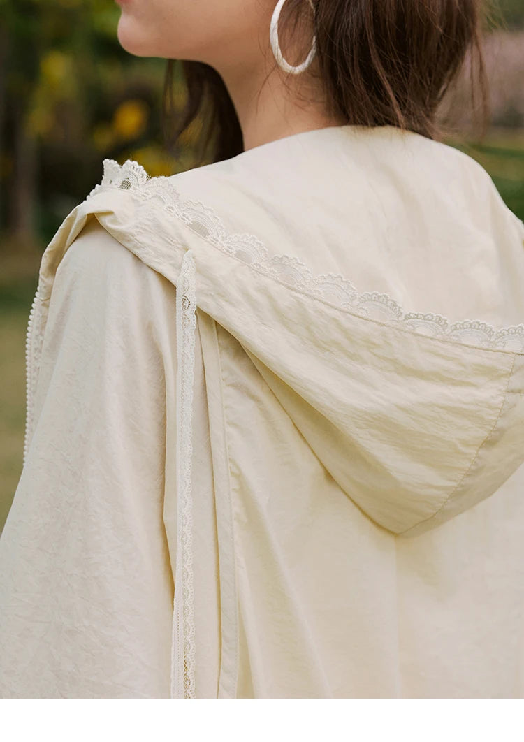 MISHOW Sunscreen Summer Coat Women New 2025 Long Sleeve Hooded Solid Lace Loose Cardigan Female Thin Breathable MXE33W0780