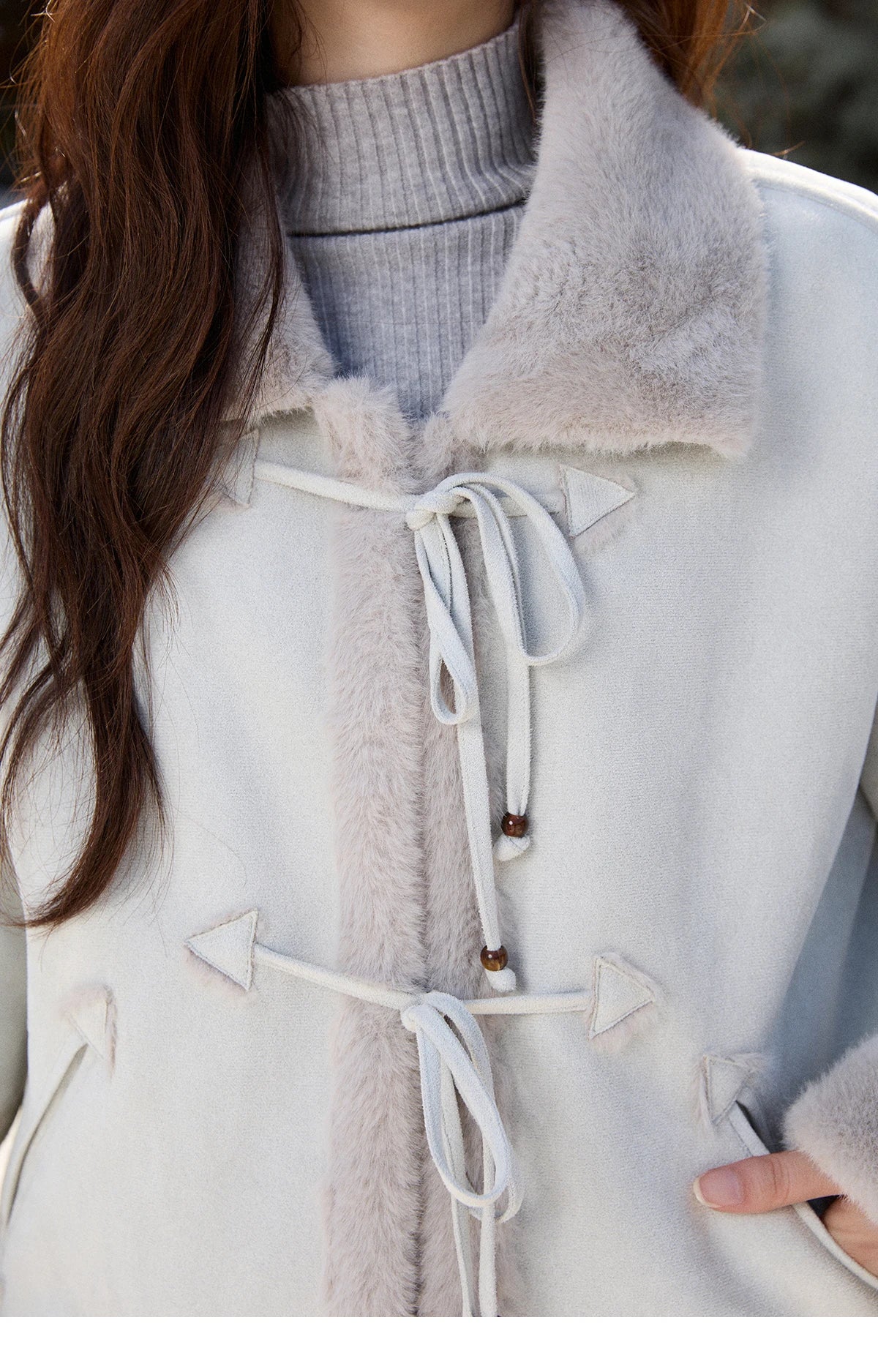 MISHOW Suede Imitation Mink Fur Coat Women Winter 2025 Retro Thick Plush Lace Up Coat Warm Lapel Jackets Office Lady MXE90W0921