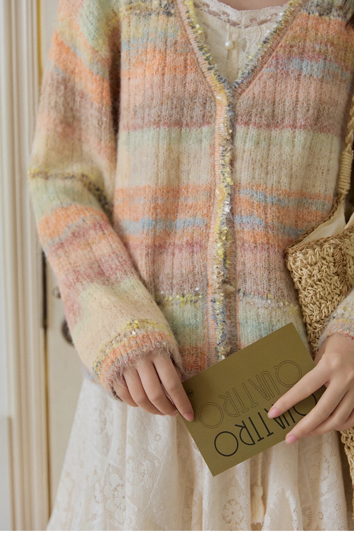 MISHOW Women's Gradient Striped Knit Cardigan 2026 Spring V Neck Single Breasted Casual Thin Soft Rainbow Sweater MXF13Z3019