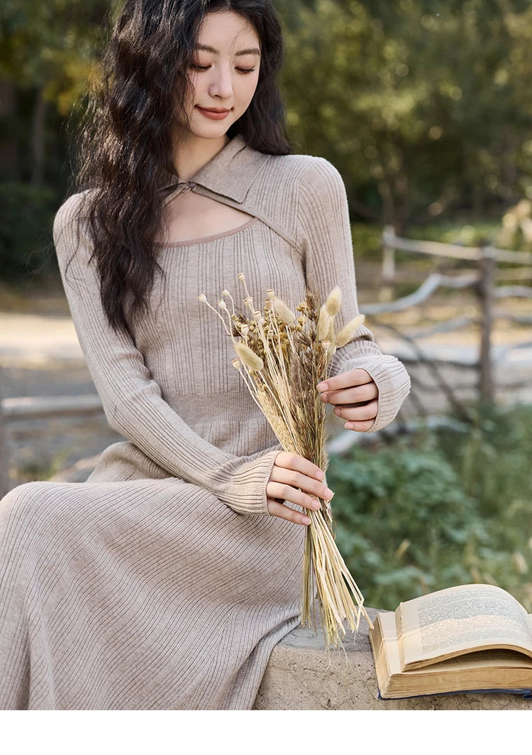 MISHOW Women’s Sweater Top Dress Separately 2024 Fall Winter Fashion Imitation Mink Fur Sweet Coat Knitted Dress MXD45L2043