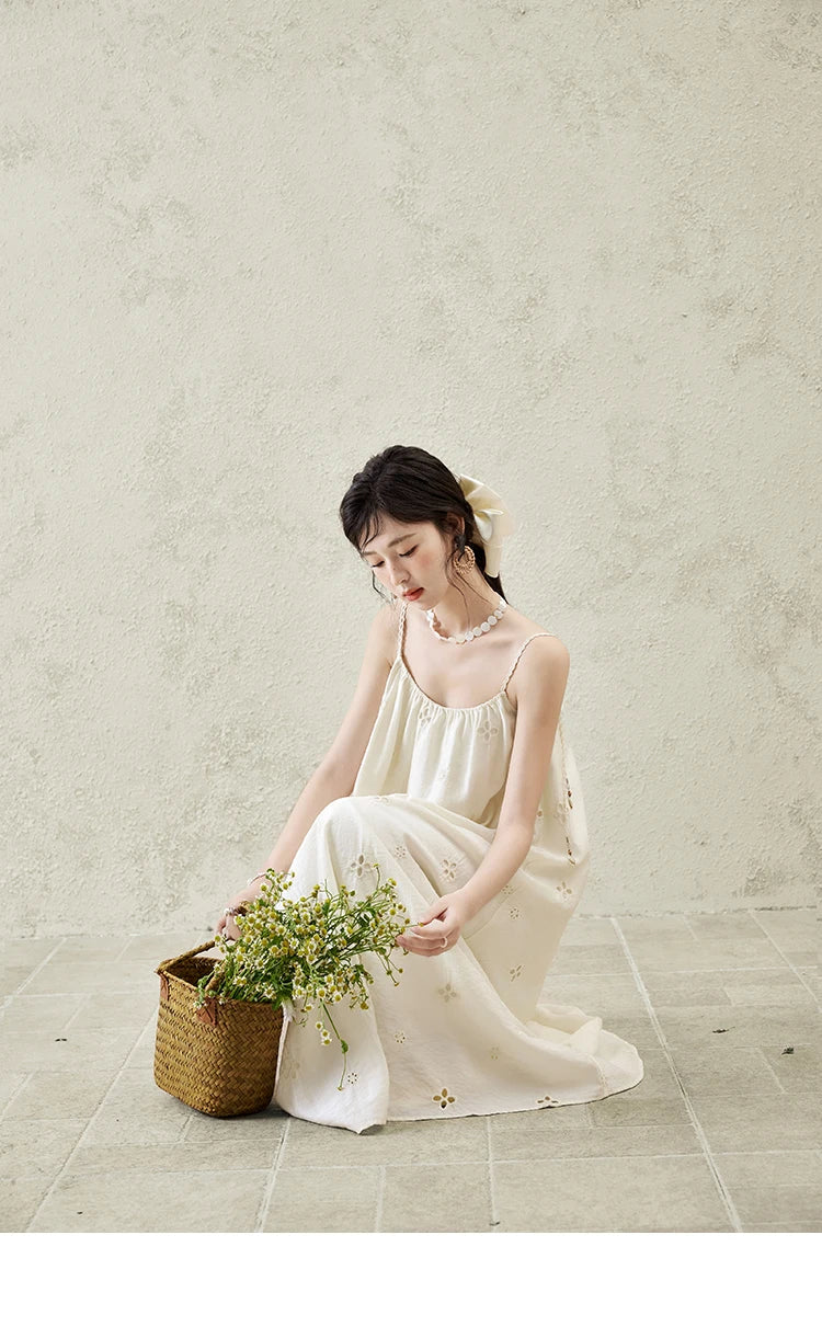 MISHOW Elegant Summer Camisole Dress Women 2025 New Sleeveless Hollow Embroidery Slim Dresses Female Fashion Romantic MXE15L2142