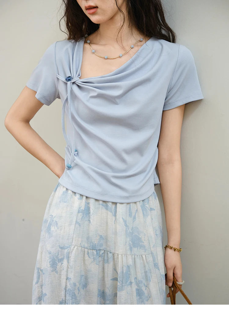 MISHOW Two Piece Set Women's Fashion Lace Up Top 2025 Summer New Casual Print Wide Leg Half Skirt Set Ladies Clothing MXE35T0596