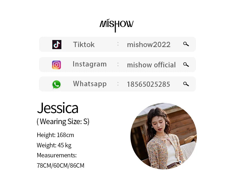 MISHOW Women's Sweet Woven Hollow Knitted Cardigan 2025 Spring Rainbow Button Single Breasted Top O-neck Cardigan MXE13Z1110