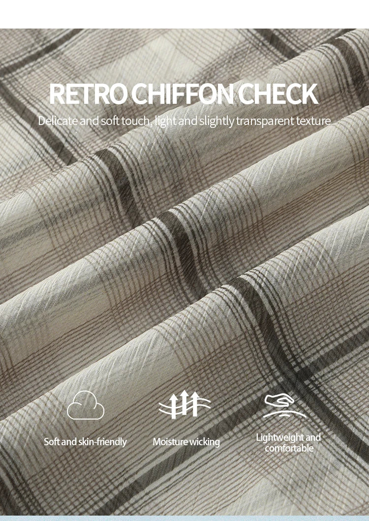 MISHOW Apricot Green Retro Plaid Skirt for Women Summer 2025 Pleated Chiffon High Waist Elegant Slim A-line Skirts MXE35B0747