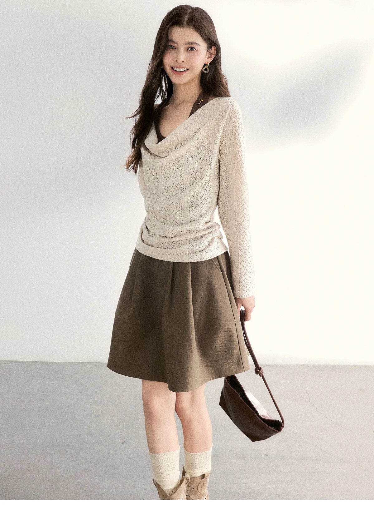 MISHOW Women's Knit Top Halter Camisole Set 2026 Spring Swinging Collar Hollow Out Knitted Casual Two-Piece Knitwear MXF108T0751