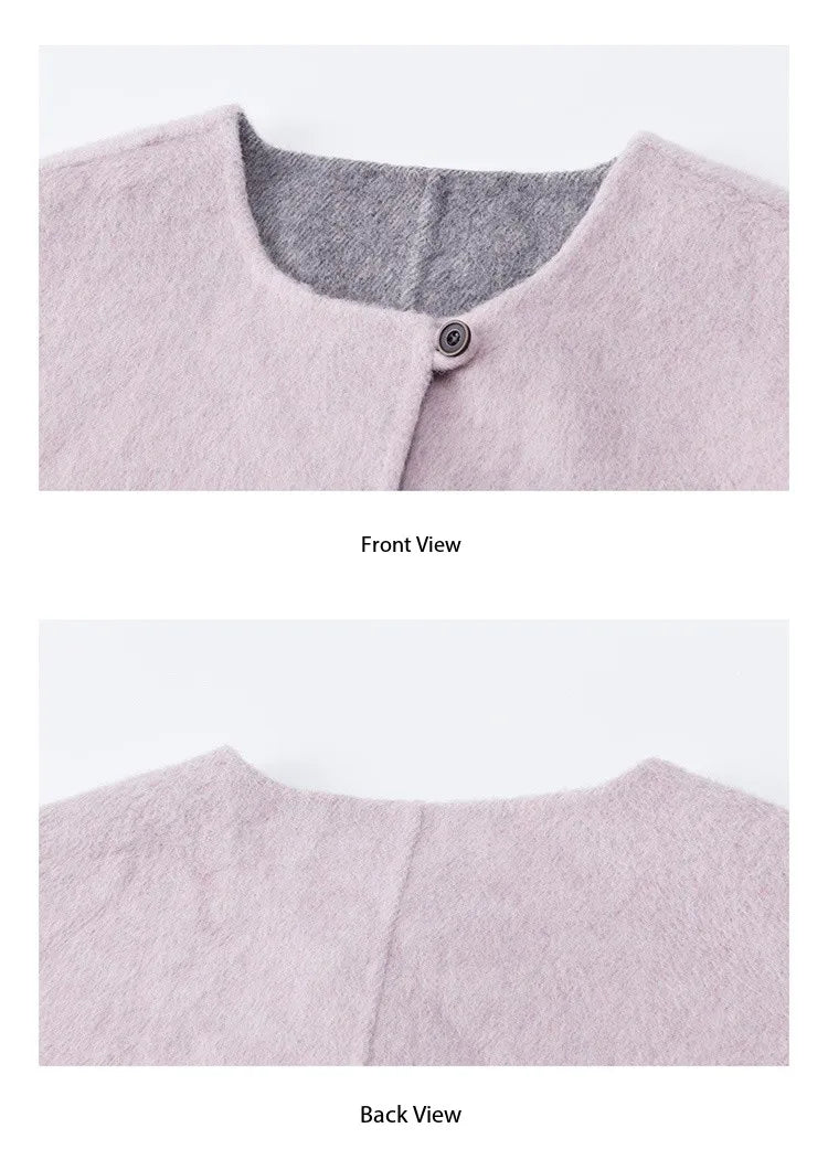 MISHOW Women's Tweed Wool Double-Faced Short Coat with Scarf 2025 Winter Loose Warm Outerwear O-neck Coat Office Lady MXE86W0977