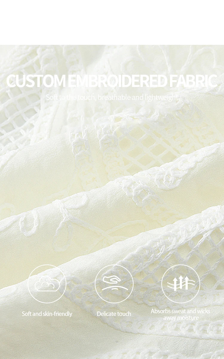 MISHOW French Summer Shirts Women New 2025 Slash Neck Short Sleeve Solid Lace Blouses Female Fashion Slim Tops Lady MXE35X1775