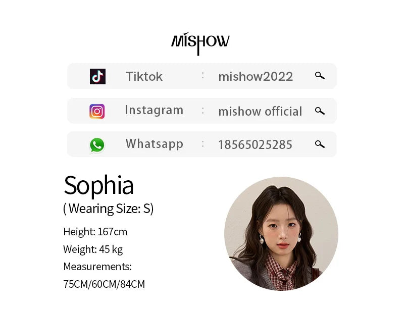 MISHOW Fake Two-piece Knitted Sweater for Women 2025 Winter Plaid Turn-down Collar Splicing Detachable Scarf Sweater MXE89Z2605