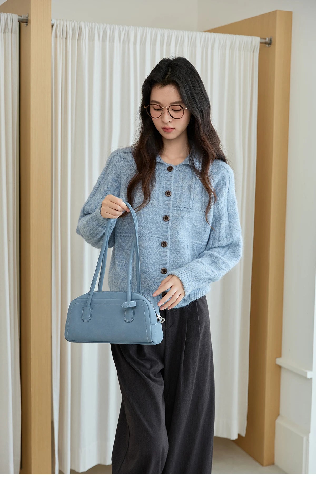 MISHOW Knitted Cardigan Women 2025 Autumn Winter Simple Turn-down Collar Loose Comfortable Single-breasted Sweater MXE48Z2611