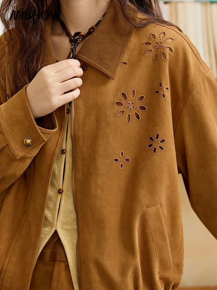 MISHOW Skirt Two Piece Set for Woamn 2025 Retro Corduroy Cutout Lapel Jacket Mini Skirt Autumn Women's Clothing Set MXE47T0745