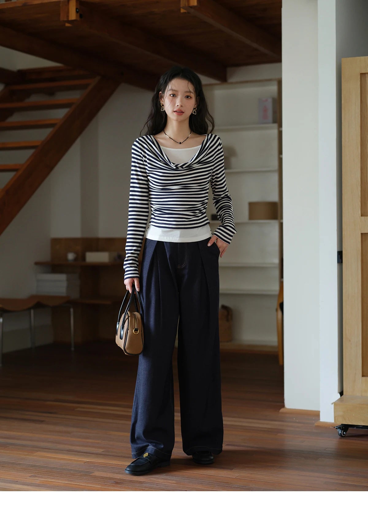 MISHOW Multi Colored Fake Two-piece Knitted Sweater 2025 Autumn Swinging Collar Casual Tops Contrasting Waist Top MXE42Z1341