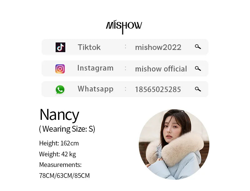 MISHOW Women's Winter Coat with Hood 2025 Fashion Solid Commute Long Down Jacket Windproof Warm Down Coat Luxury MXE51Y0079