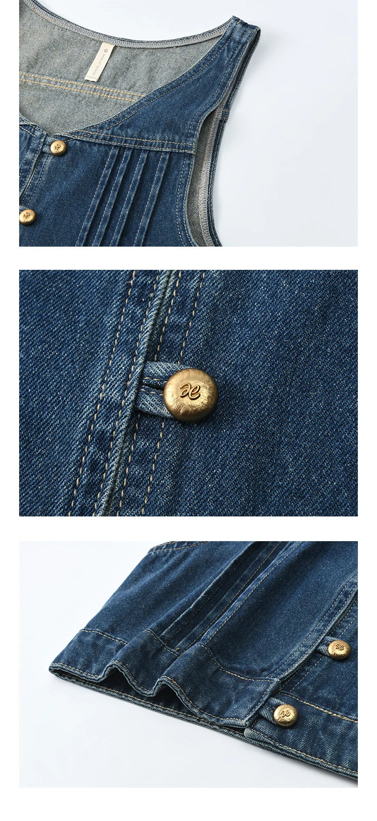 MISHOW Retro Denim Vest Coat for Women Spring Summer 2025 Deep Blue V-neck Short Versatile Outer Outfit U-neck Ccoats MXE16W0750