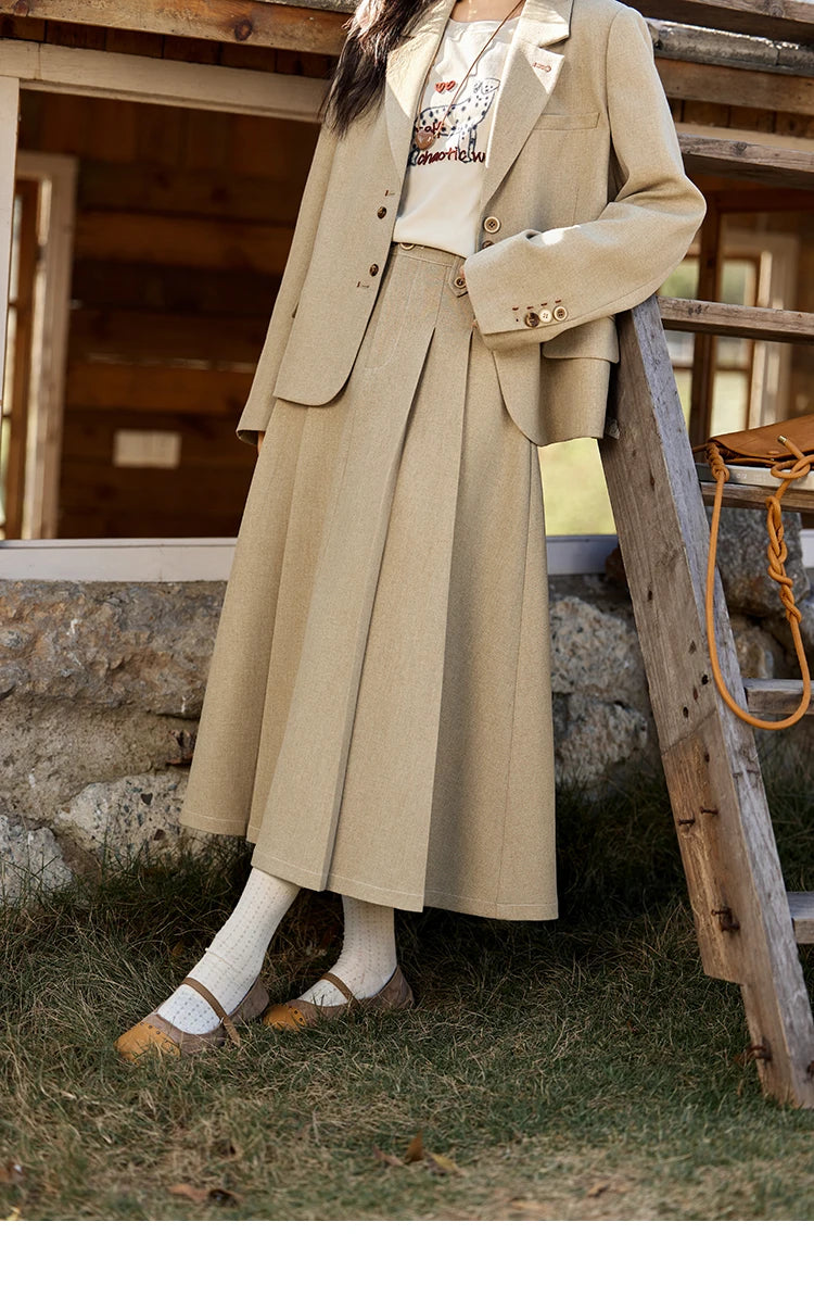 MISHOW Skirt Jacket For Women Separately 2025 Spring New Casual Vintage Blazer Jacket Pleated Skirt Fashion Blazer MXE11W0712