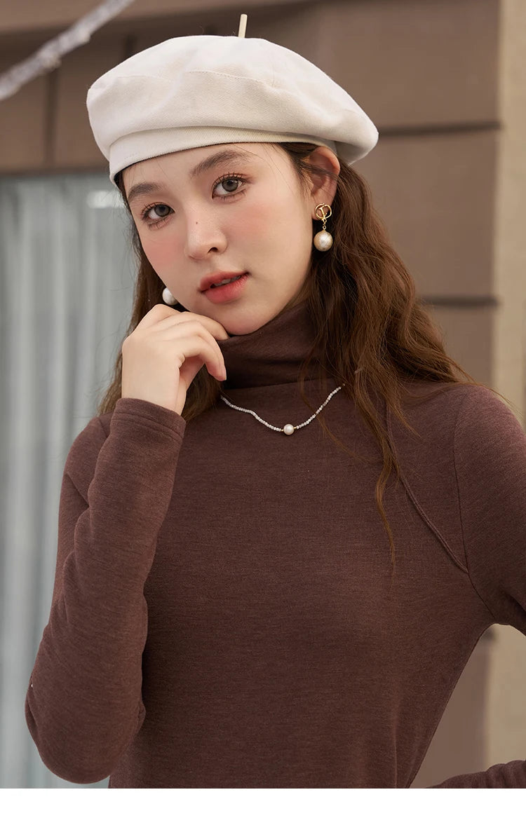 MISHOW Mock Neck Bottoming Shirt Long Sleeve Inner Tops for Women 2023 Autumn Winter New Fashion Warm Slim T-shirt MXC58Z0290