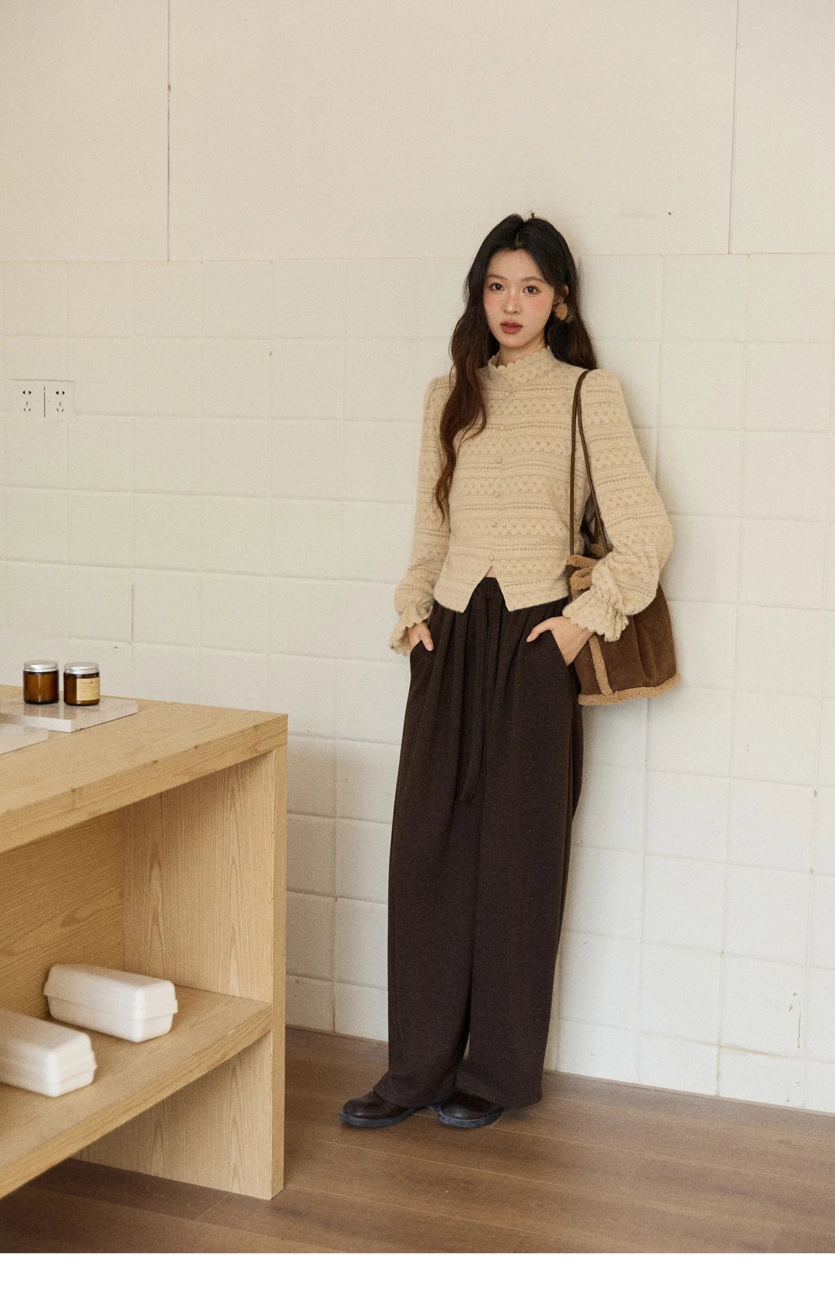 MISHOW Apricot Suede Jacket with Plush Collar Lapel for Women 2025 Winter Warm Overcoat Ladies Retro Thickening Coats MXE91W0987